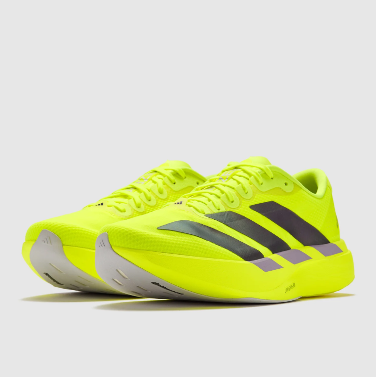 adidas Adizero Neon Yellow Three-Stripe Running Shoes