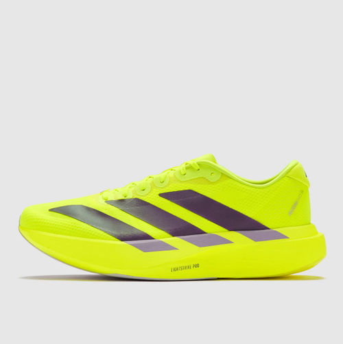 adidas Adizero Neon Yellow Three-Stripe Running Shoes