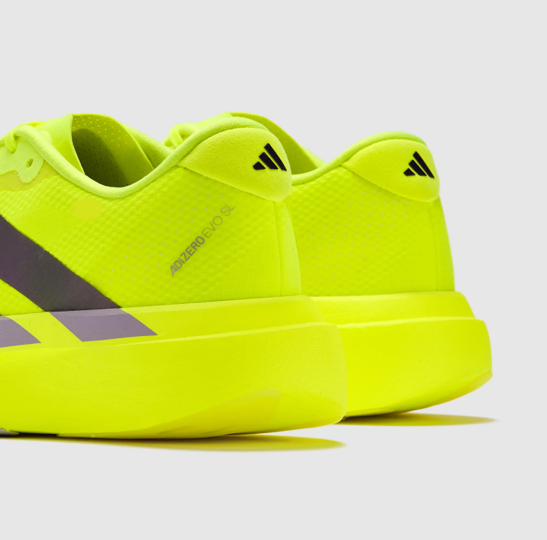 adidas Adizero Neon Yellow Three-Stripe Running Shoes