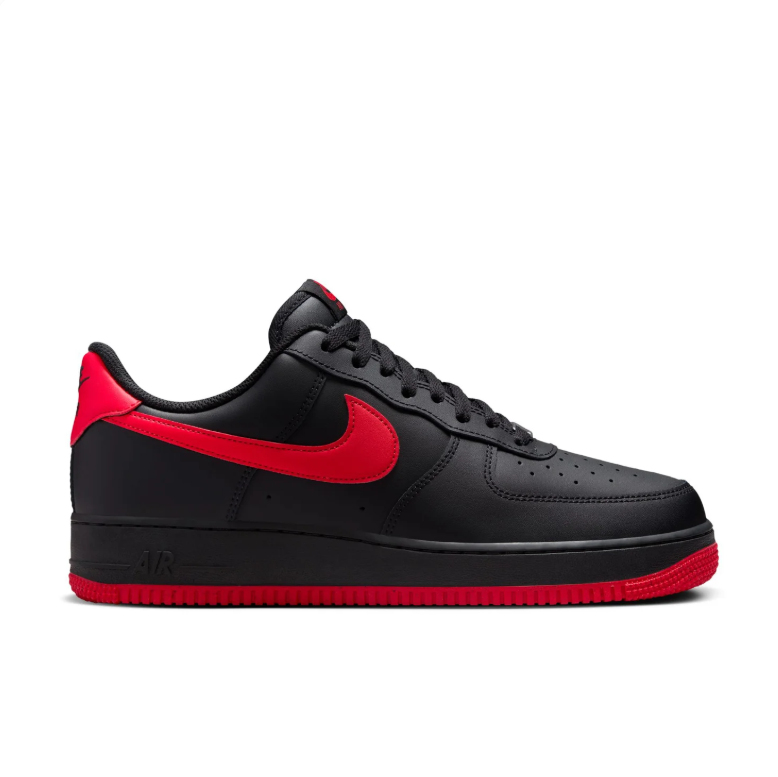 Nike Air Force 1 Black & Red Low-Top Sneakers