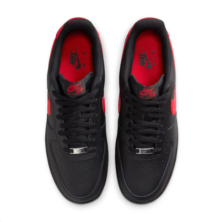 Nike Air Force 1 Black & Red Low-Top Sneakers