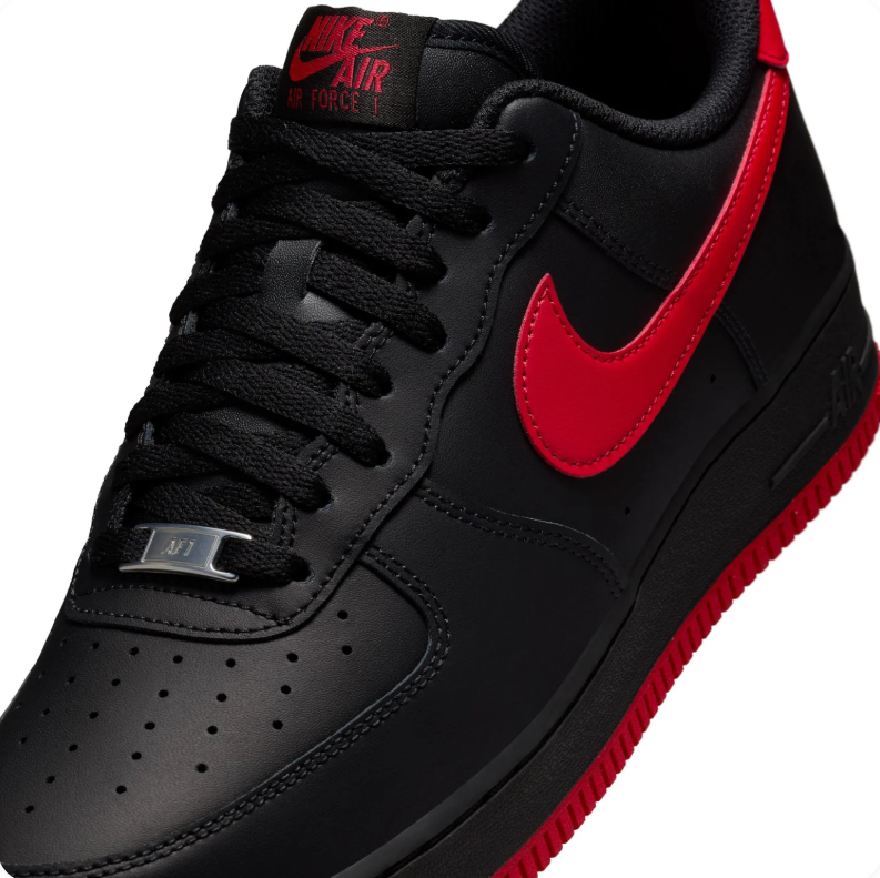 Nike Air Force 1 Black & Red Low-Top Sneakers