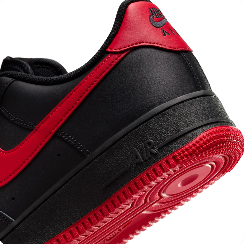 Nike Air Force 1 Black & Red Low-Top Sneakers