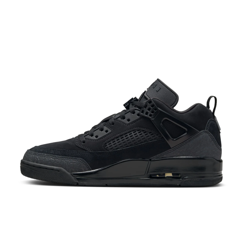 Jordan All-Black Sneakers with Textured Overlays and Visible Heel Air Window