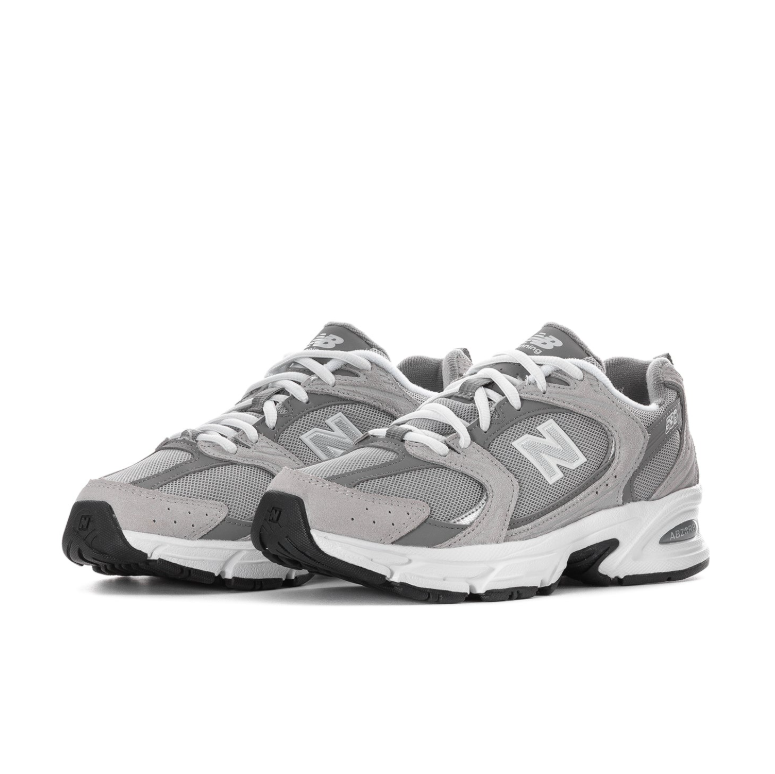 New Balance Gray & White Mesh Sneakers with Sculpted Sole