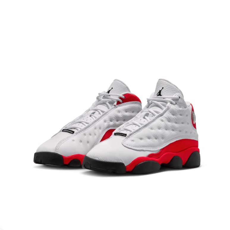 Jordan White & Red High-Top Sneakers with Black Sole Accents