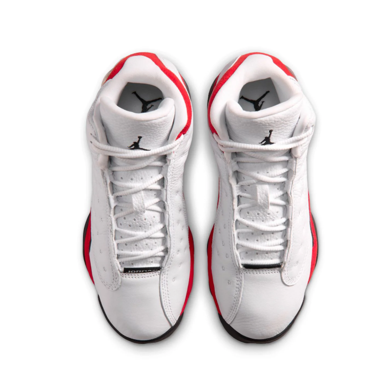 Jordan White & Red High-Top Sneakers with Black Sole Accents