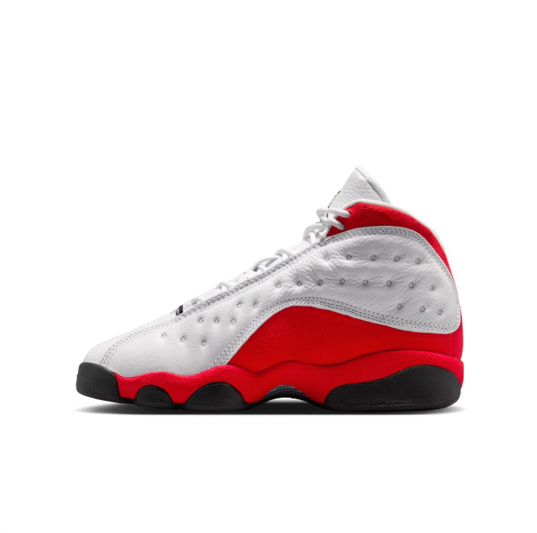 Jordan White & Red High-Top Sneakers with Black Sole Accents