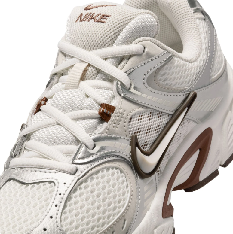 Nike Cream & Metallic Silver Mesh Sneakers with Brown Accents