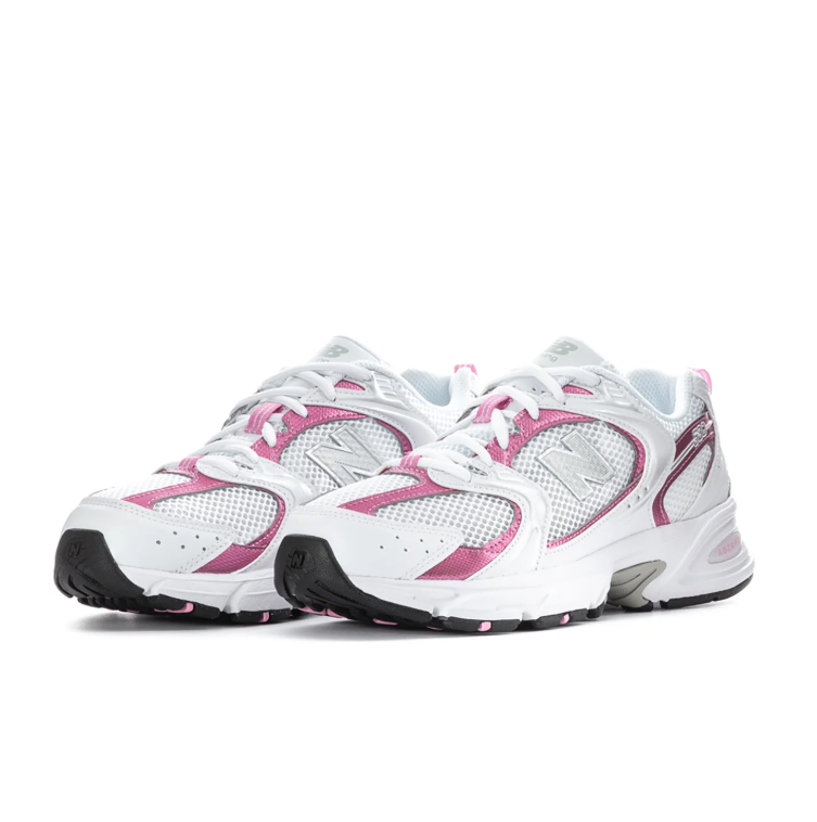 New Balance 530 White & Metallic Pink Sneakers