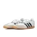 adidas White & Black Cross-Strap Ballet Sneakers with Gum Sole