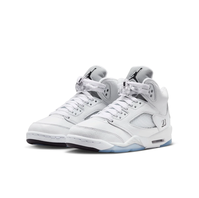 Jordan White High-Top Sneakers with Black Details & Icy-Blue Outsole