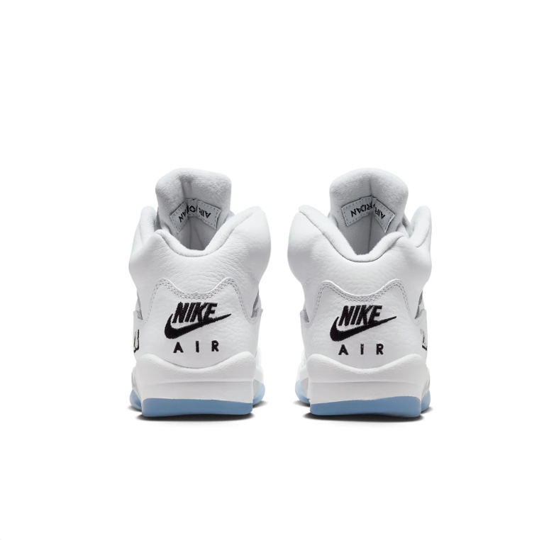 Jordan White High-Top Sneakers with Black Details & Icy-Blue Outsole