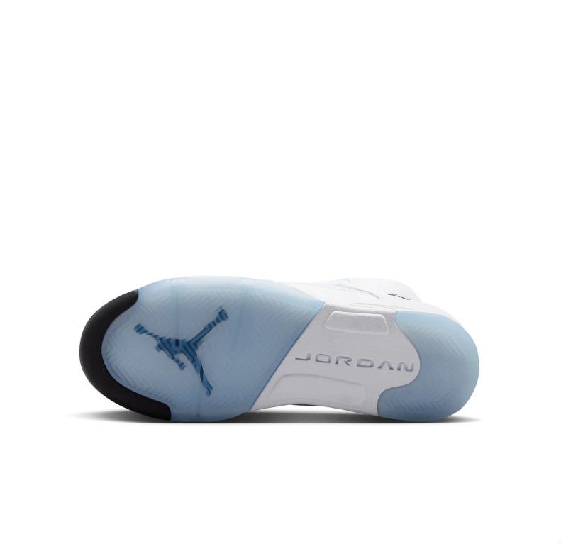 Jordan White High-Top Sneakers with Black Details & Icy-Blue Outsole
