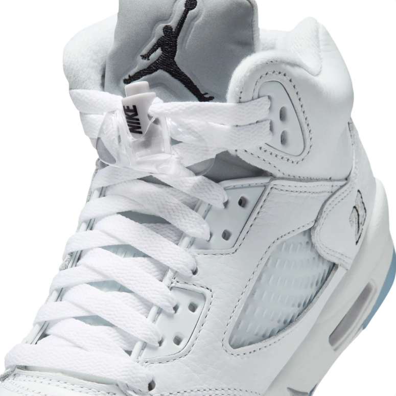 Jordan White High-Top Sneakers with Black Details & Icy-Blue Outsole