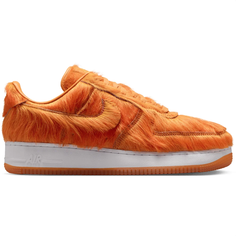 Nike Air Force 1 Orange Shaggy-Textured Low-Top Sneakers