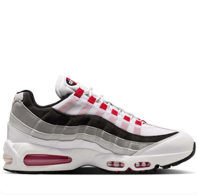 Nike Air Max 95 White, Grey and Red Sneakers