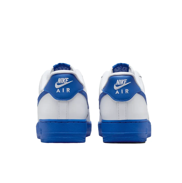 Nike Air Force 1 White and Royal Blue Low-Top Sneakers