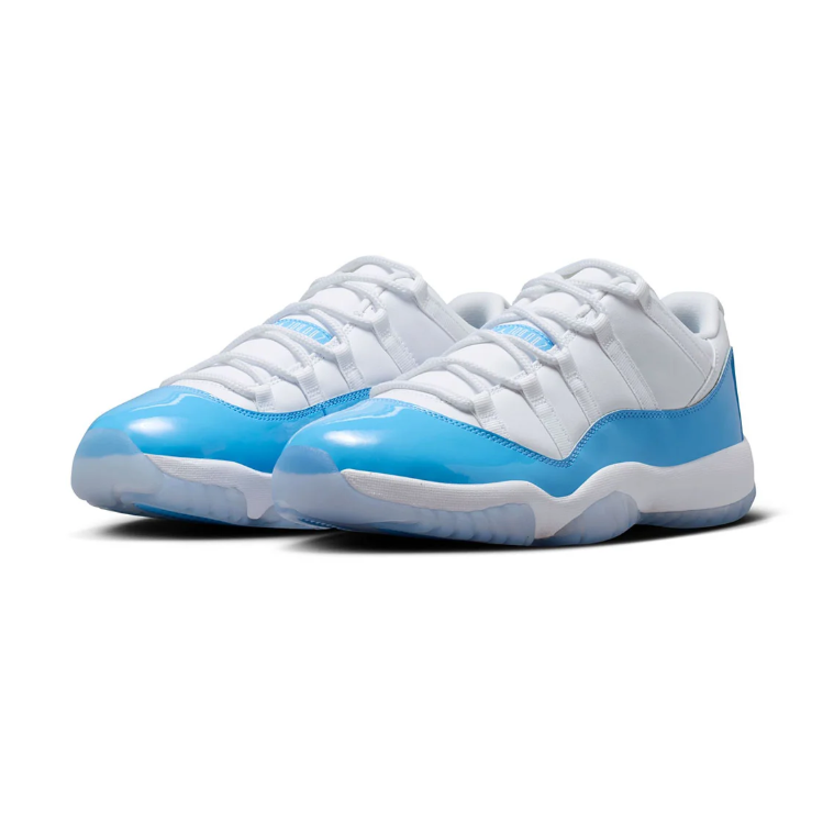 Air Jordan 11 Low White and Bright Blue Sneakers