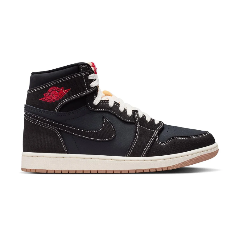 Air Jordan 1 Black High-Top Sneakers with Contrast Stitching