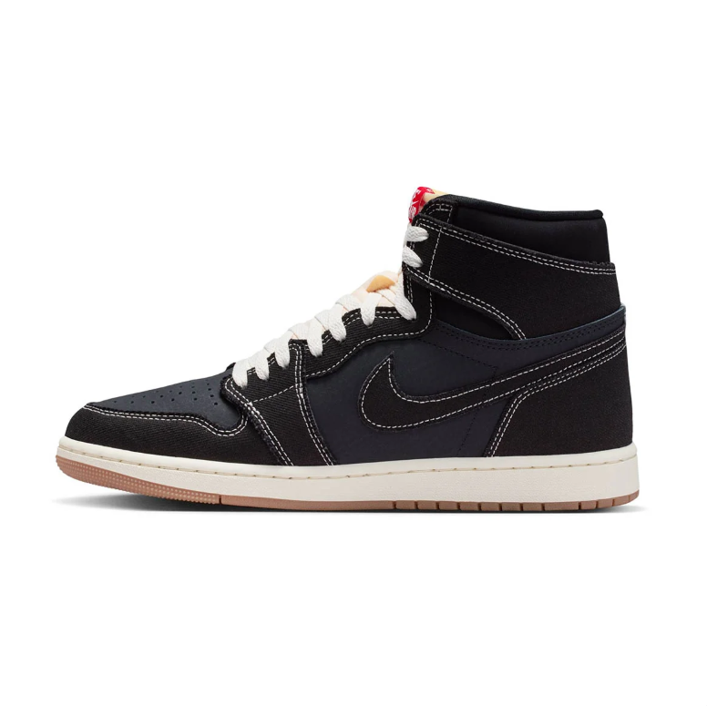 Air Jordan 1 Black High-Top Sneakers with Contrast Stitching