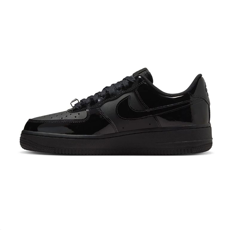 Nike Air Force 1 Low All-Black Sneakers with Glossy Overlays