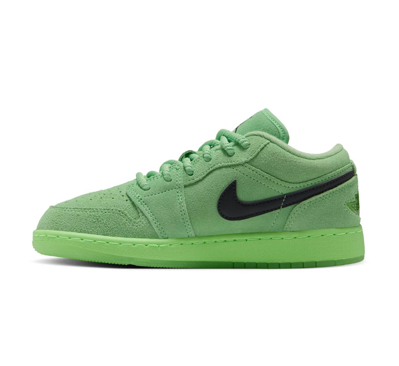 Air Jordan 1 Low Green Sneakers with Black Swoosh