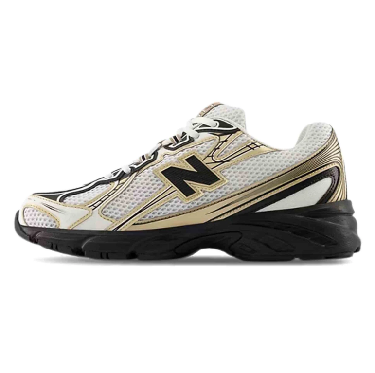 New Balance 530 White and Gold-Tone Sneakers with Black Sole