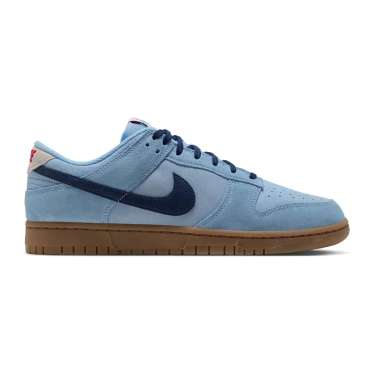 Nike Light Blue Low-Top Sneakers with Navy Swoosh and Gum Sole