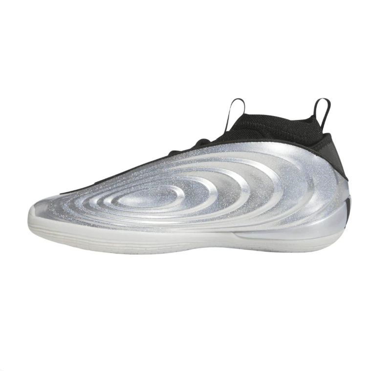 adidas Metallic Silver and Black Sneakers with Sculpted Ripple Panels