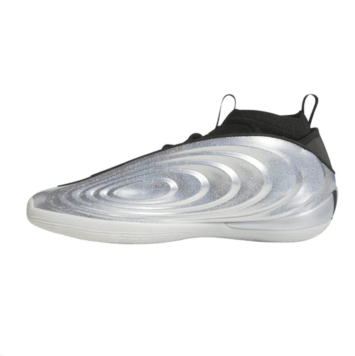 adidas Metallic Silver and Black Sneakers with Sculpted Ripple Panels