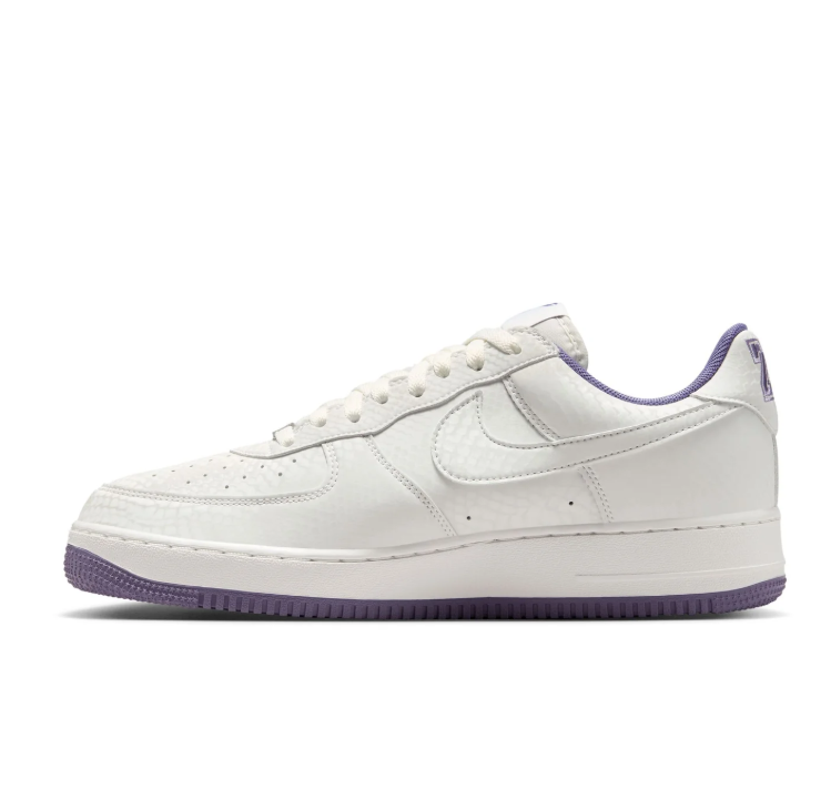 Nike White Low-Top Sneakers with Purple Accents and Kobe Logo