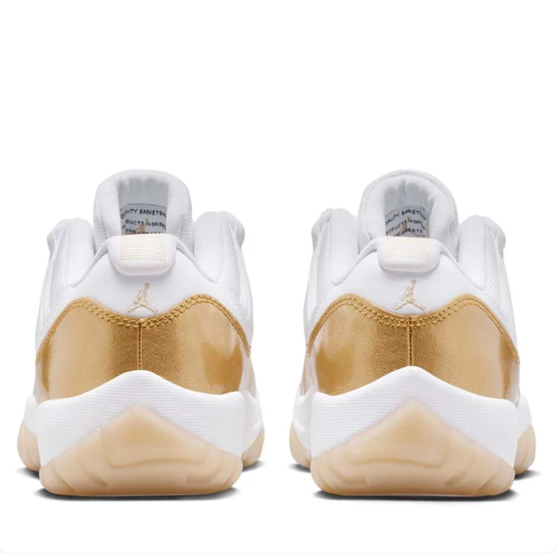 Jordan White and Metallic Gold Low-Top Sneakers with Translucent Sole