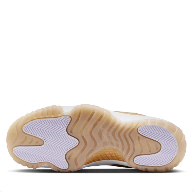 Jordan White and Metallic Gold Low-Top Sneakers with Translucent Sole