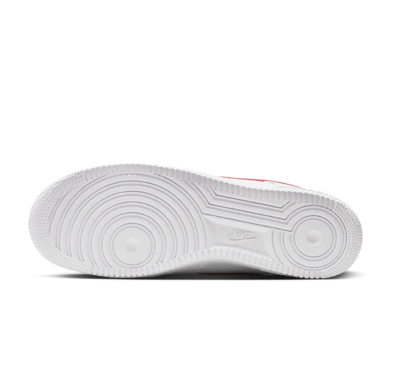 Nike Air Force 1 White Low-Top Sneakers with Red Swoosh