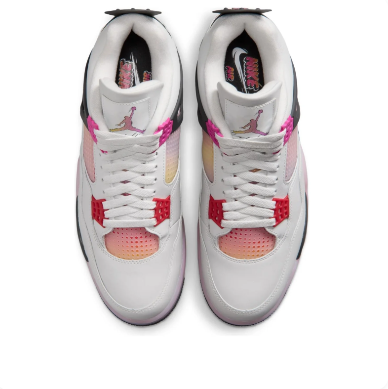 Jordan White and Pink Sneakers with Gradient Panels and Black Accents