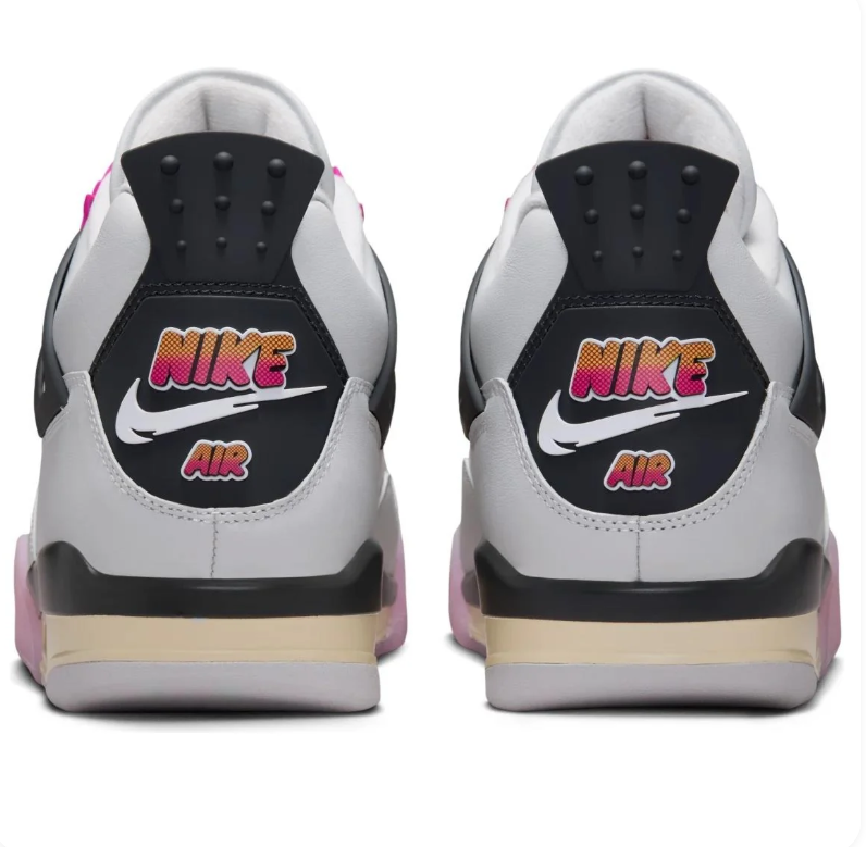 Jordan White and Pink Sneakers with Gradient Panels and Black Accents