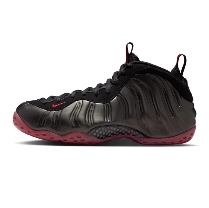 Nike Black and Burgundy Sneakers with Sculpted Wave Panels