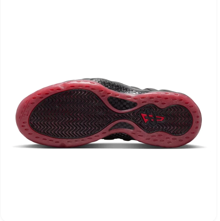 Nike Black and Burgundy Sneakers with Sculpted Wave Panels