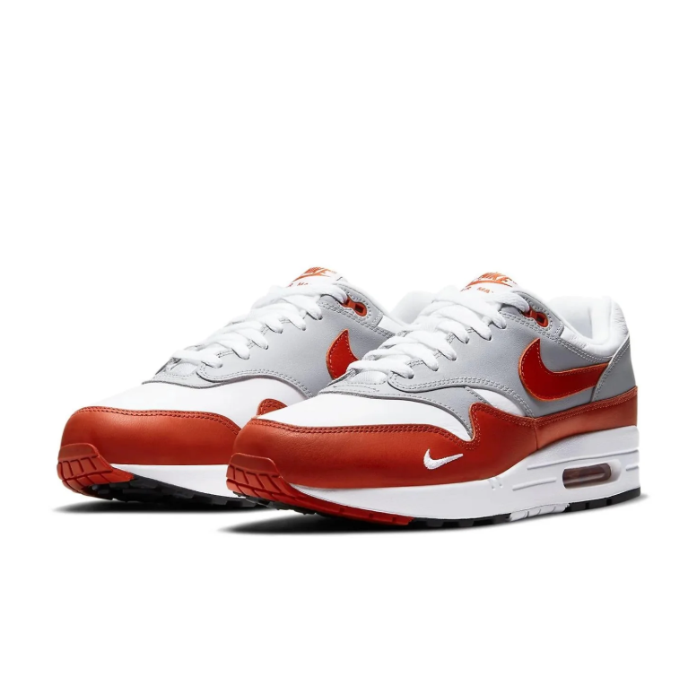 Nike Air Max White and Grey Sneakers with Burnt Orange Accents