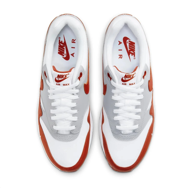 Nike Air Max White and Grey Sneakers with Burnt Orange Accents