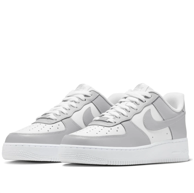 Nike White and Light Grey Low-Top Sneakers with Grey Swoosh