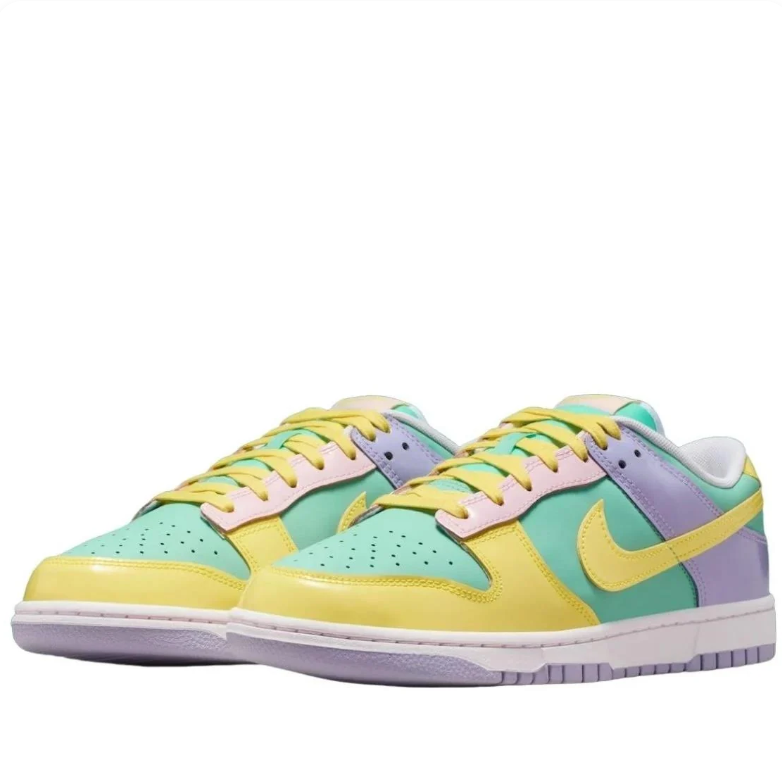 Nike Mint Green, Yellow and Lavender Low-Top Sneakers with Pink Accents