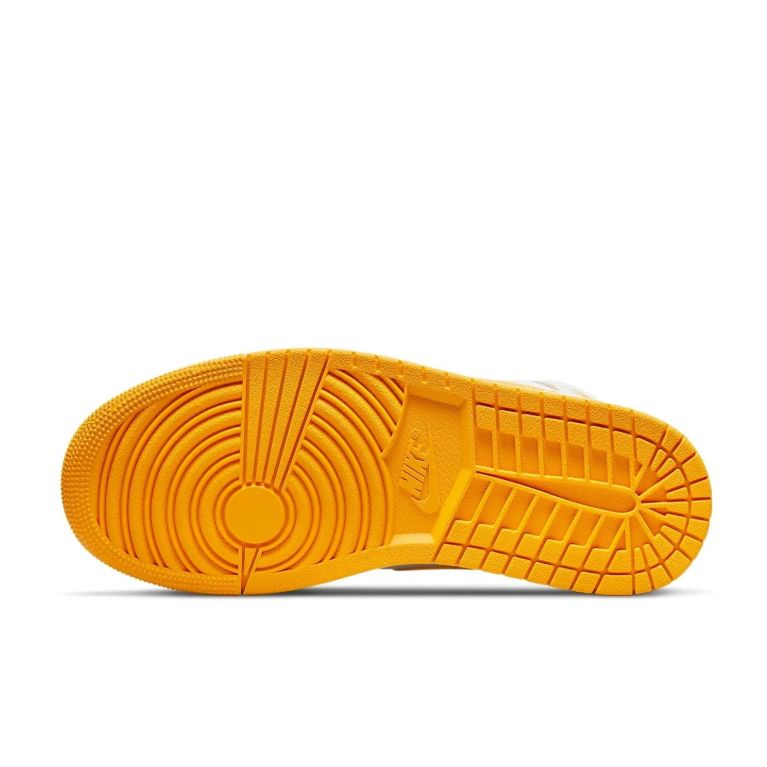 Jordan White and Golden Yellow Mid-Top Sneakers with Matching Swoosh