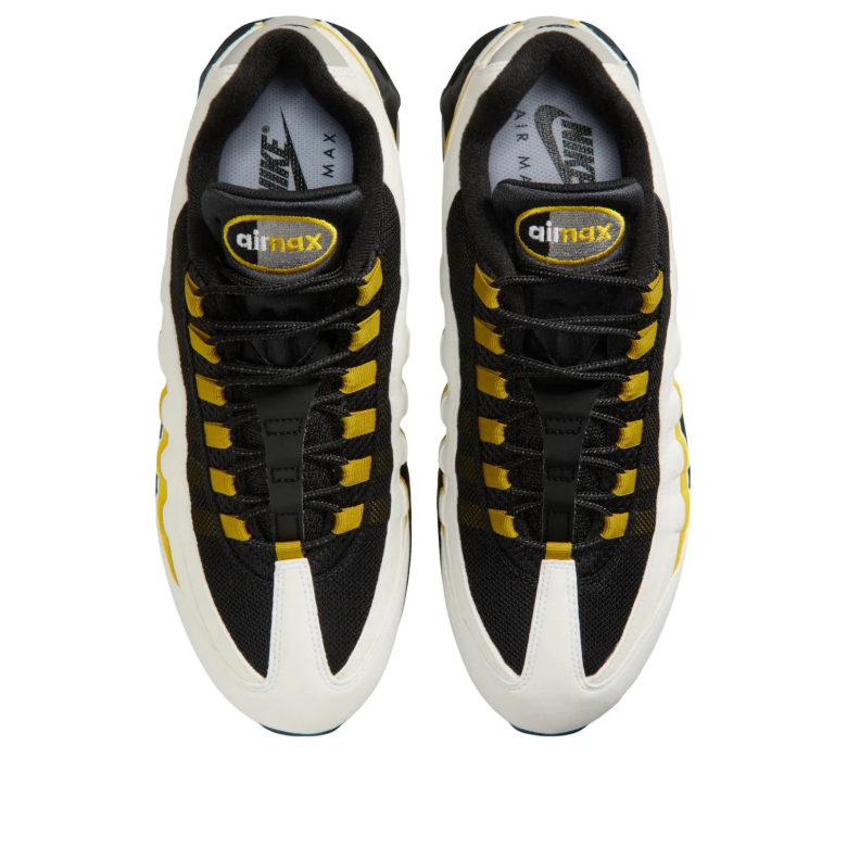 Nike Air Max White and Black Sneakers with Yellow Wave Panels