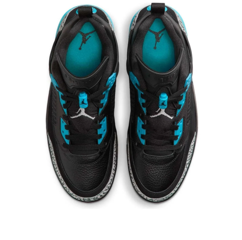Jordan Black and Turquoise Sneakers with Grey Elephant-Print Panels