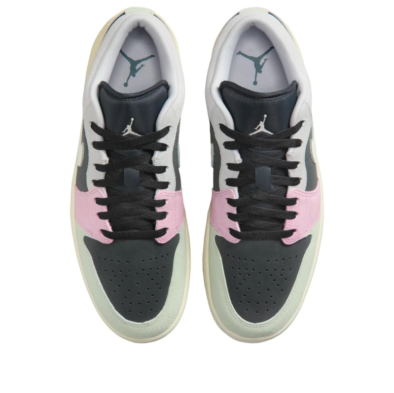 Jordan Black Low-Top Sneakers with Pastel Green, Pink and Peach Panels