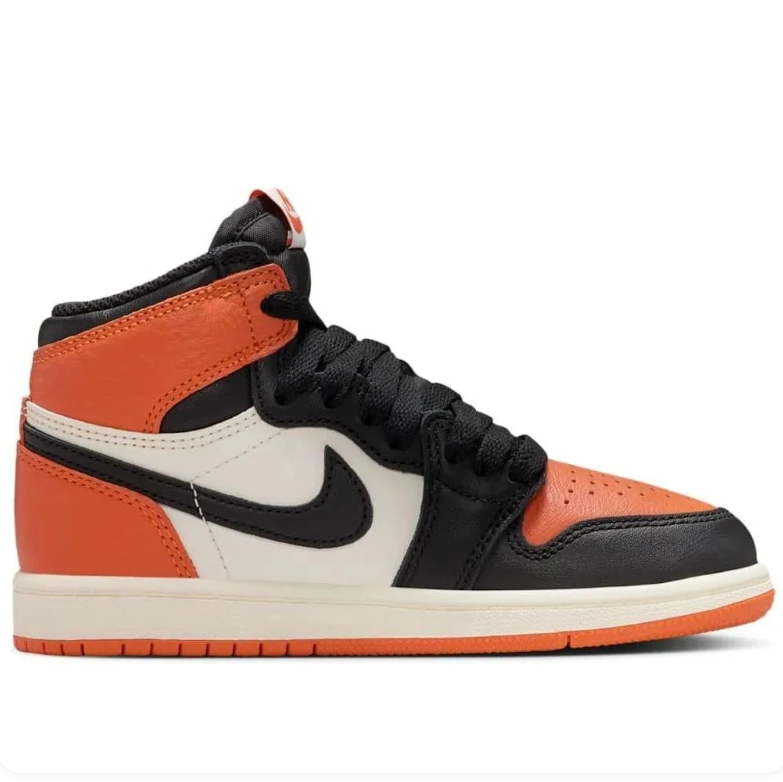 Jordan Orange, Black and Cream High-Top Sneakers with Black Swoosh