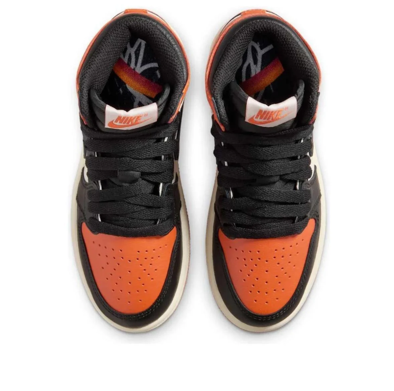 Jordan Orange, Black and Cream High-Top Sneakers with Black Swoosh