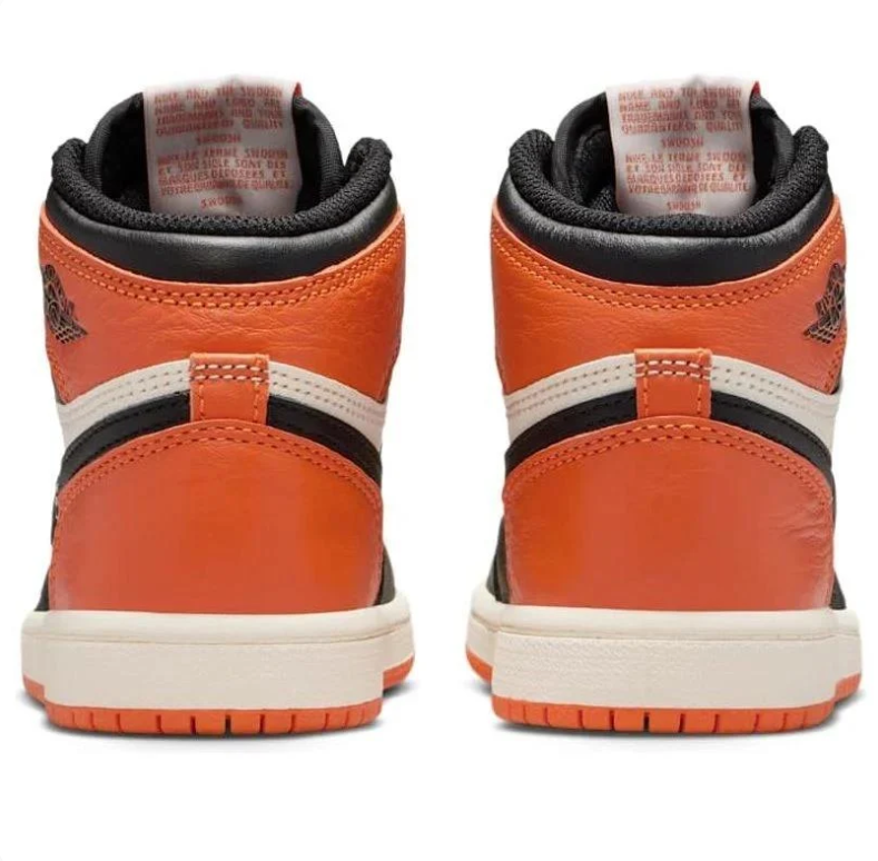 Jordan Orange, Black and Cream High-Top Sneakers with Black Swoosh